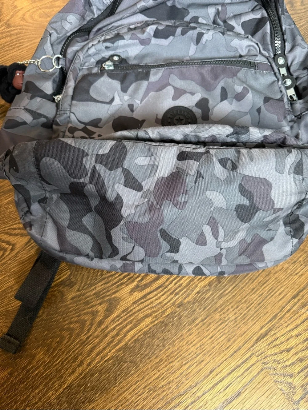 Gray Camo Kipling Backpack